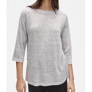 Eileen Fisher Sweater Tunic Womens $228 Gray Organic Linen Knit Minimalist M